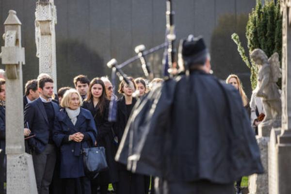 Helga Feeney, second left, wife of Charles ‘Chuck’ Feeney, with family at the funeral of the philanthropist. Picture: Naoise Culhane Helga Feeney, second left, wife of Charles ‘Chuck’ Feeney, with family at the funeral of the philanthropist. Picture: Naoise Culhane