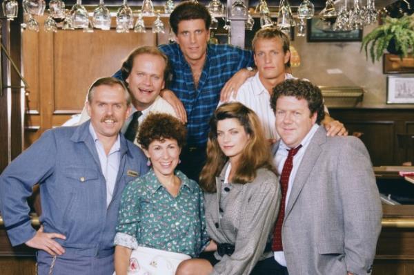 CHEERS -cast John Ratzenberger, Kelsey Grammer, Rhea Perlman, Ted Danson, Kirstie Alley, Woody Harrelson, George Wendt