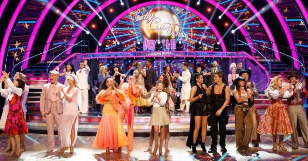 The dancing couples on Strictly Come Dancing line up before the night's show begins