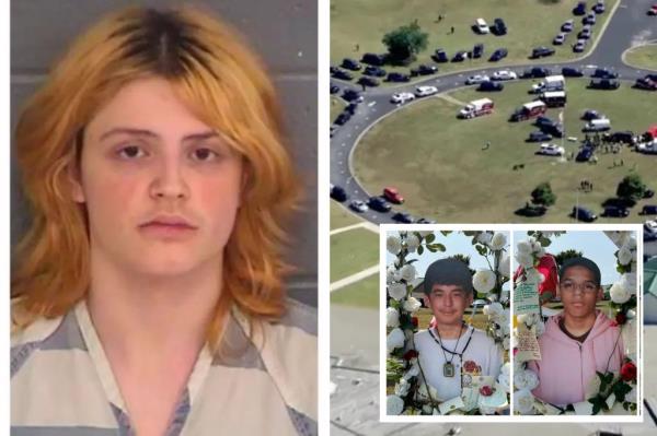 Christian Angulo, Mason Schermerhorn, Cristina Irimie and Richard Aspinwall, displayed at a memorial outside Apalachee High Schoo.