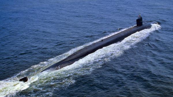 Ohio-class submarine sailing on the surface