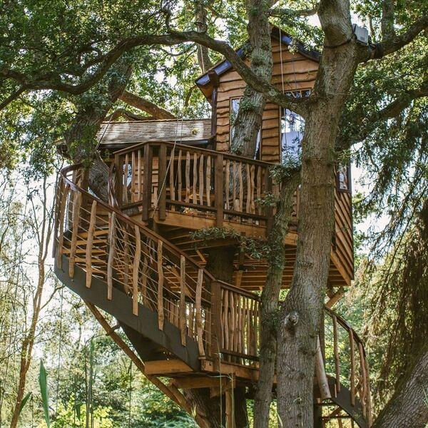 Gracious treehouse by Treetop Co. 