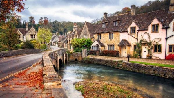 A view of Castle Combe from the bridge over the river