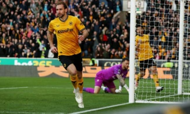 Wolves’ Craig Dawson celebrates scoring a disallowed goal