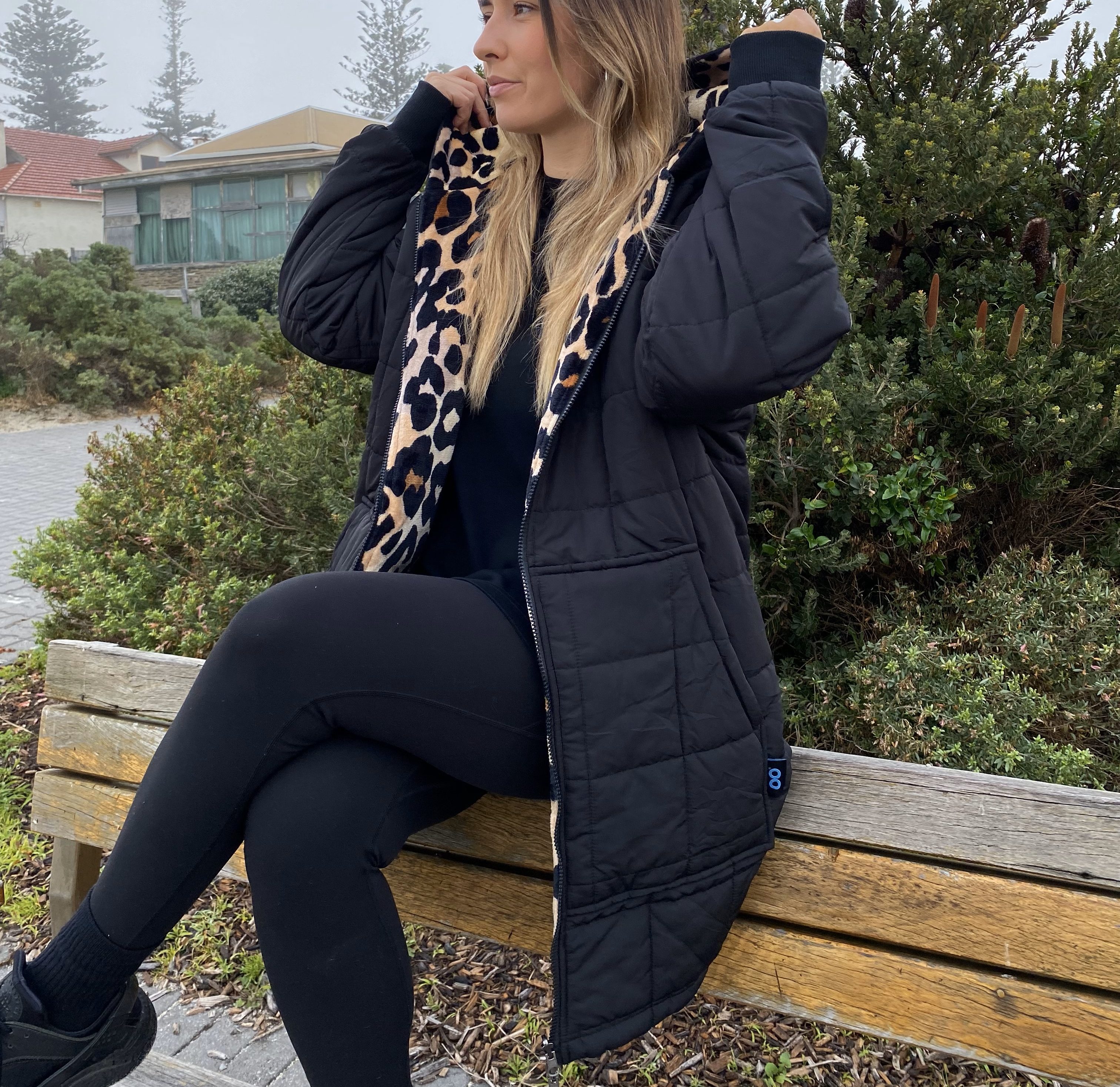 Oodie Zip Through Outdoor Jacket in Leopard