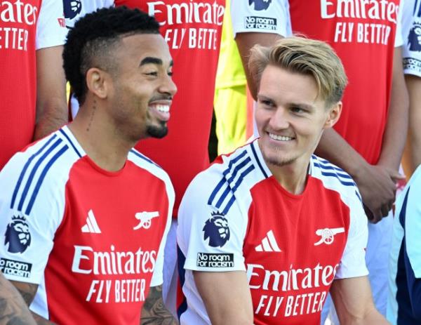 Martin Odegaard of Arsenal during the Arsenal Men's Squad Photograph at Sobha Realty Training Centre