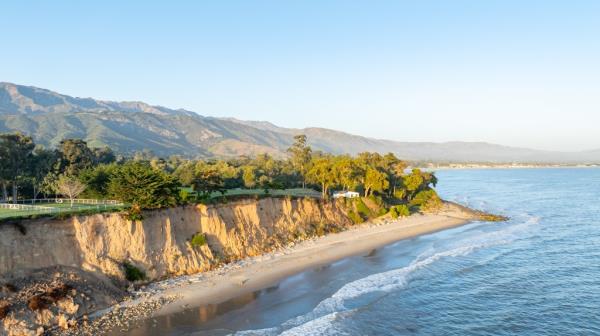 The home is on the bluffs overlooking the ocean