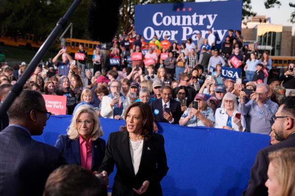 Harris said that the election was about the fate of America, but also about Ukraine.