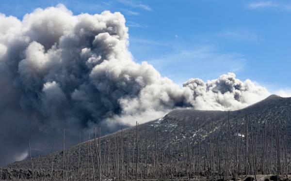 Volcanic eruption in Tavurvur volcano, East New Britain Province, Rabaul, Papua New Guinea. Photography by Eric Lafforgue / Hans Lucas (Photo by Eric Lafforgue / Hans Lucas / Hans Lucas via AFP)