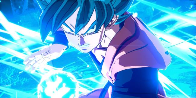 Goku charging a Kamehameha in Sparking: Zero.