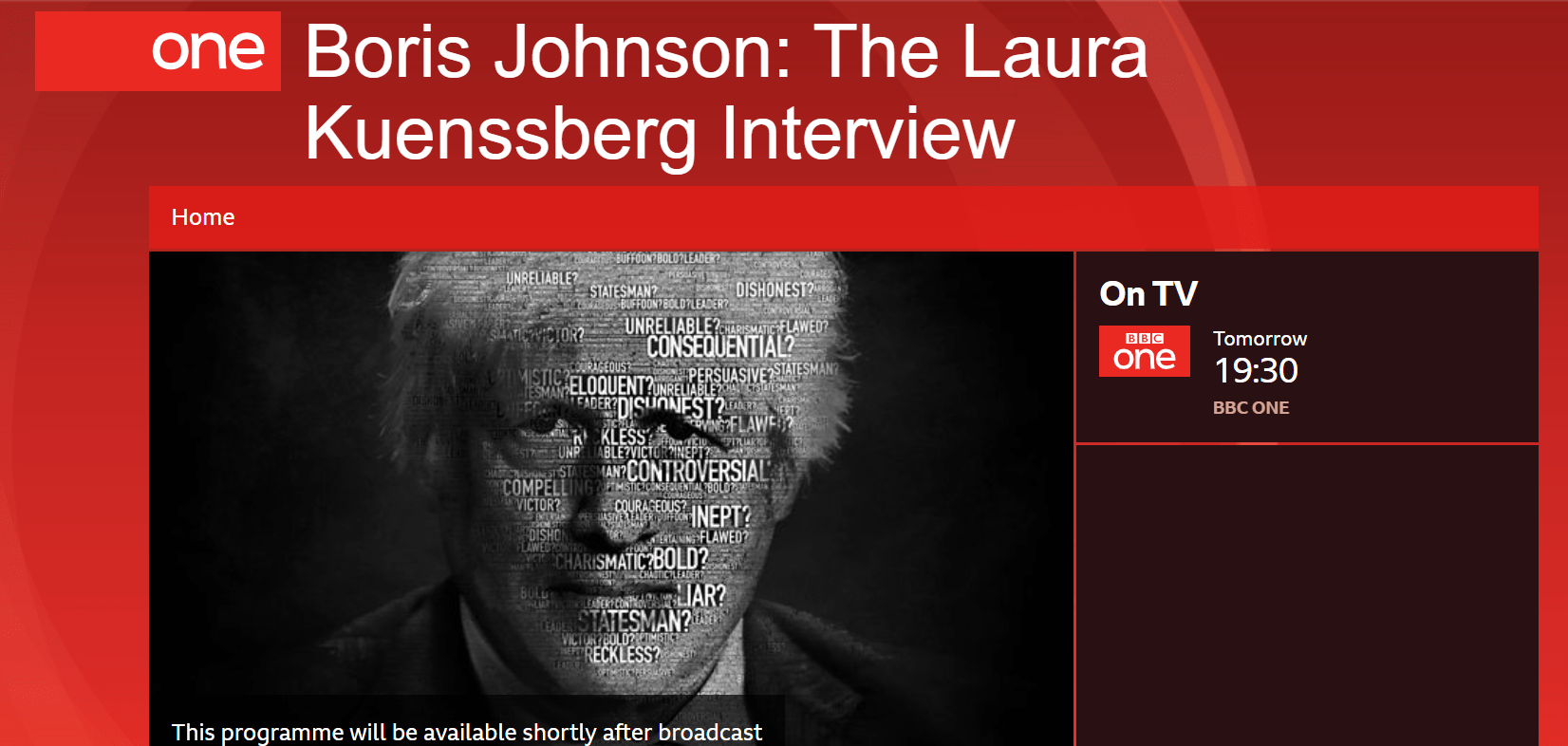 Screengrab of the BBC website