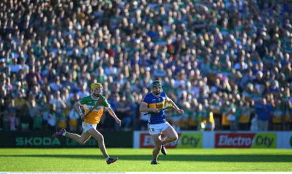 HOT PURSUIT: Sam O’Farrell of Tipperary tries to get away from Dan Bourke of Offaly at UPMC Nowlan Park in Kilkenny. Pic: Ray McManus/Sportsfile