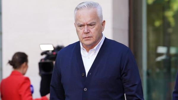 Former BBC broadcaster Huw Edwards leaves Westminster Magistrates' Court. Pic: PA