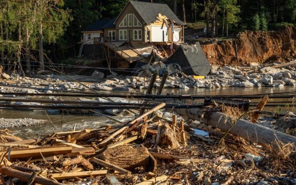 Damage and destruction in downtown Chimney Rock, North Carolina. Saturday, October 5, 2024 (Ben Hendren for the New York Post)