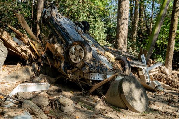 Damage and destruction along U.S Route 74 headed into Chimney Rock, North Carolina. Saturday, October 5, 2024 (Ben Hendren for the New York Post)
