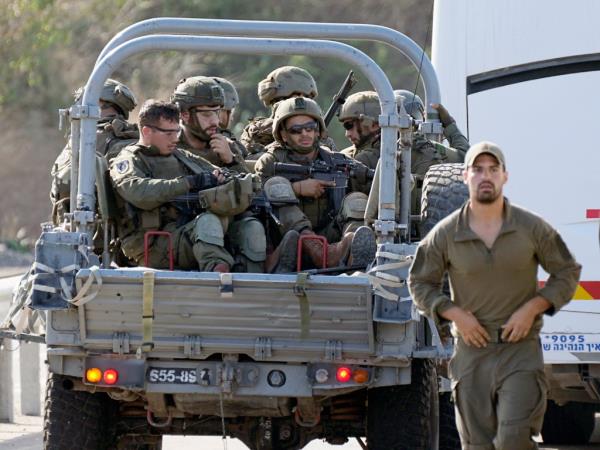 Israeli soldiers in truck