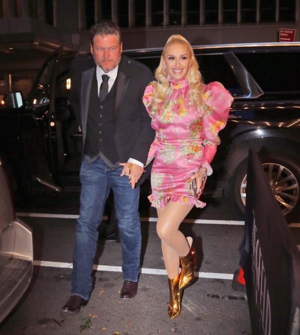 Gwen Stefani with her husband Blake Shelton and their children pose on her just-unveiled Hollywood Walk of Fame Star during a ceremony in Hollywood, California, on October 19, 2023.