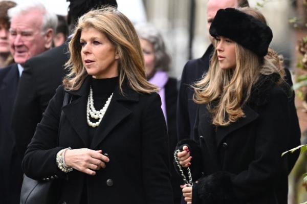 Kate Garraway and her daughter Darcey attend the Funeral Of Derek Draper