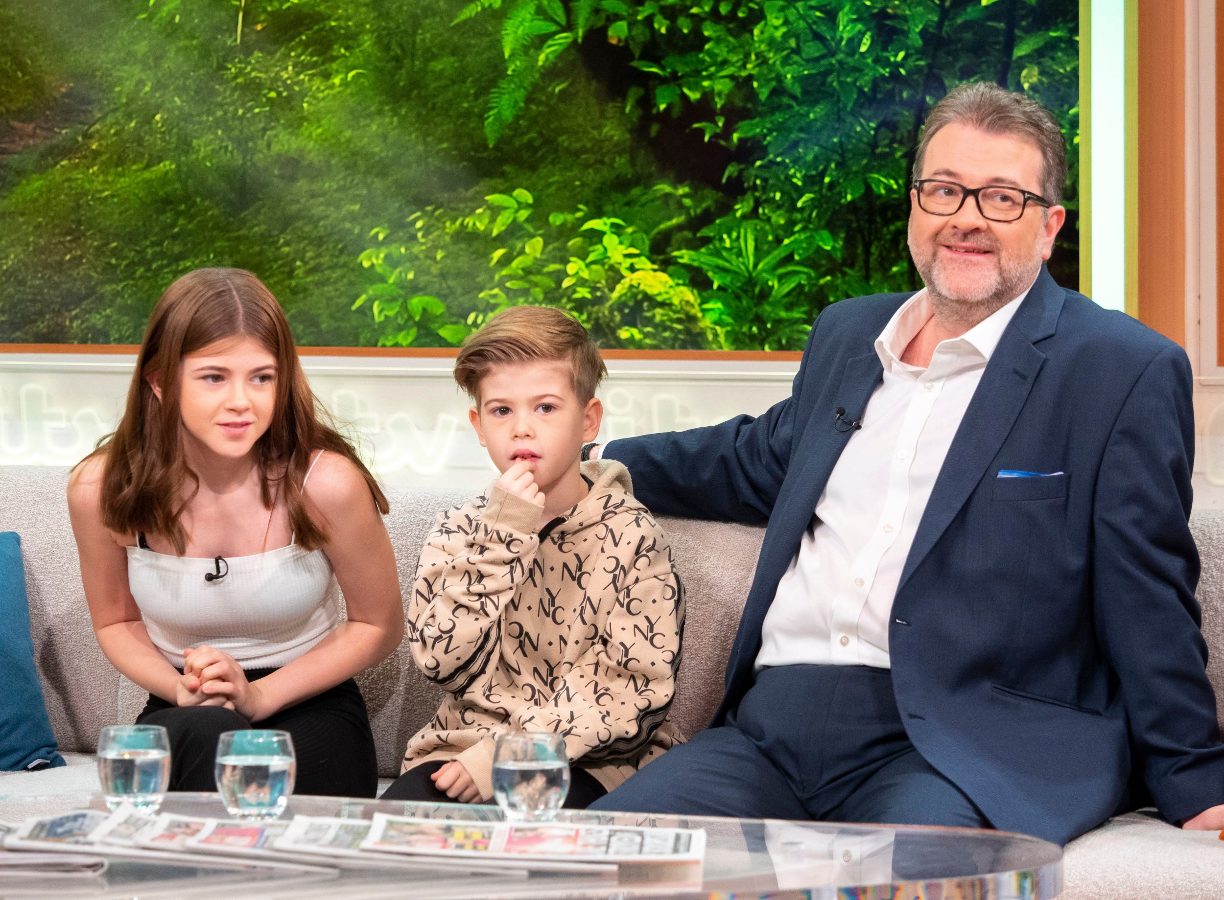 Derek Draper with children Darcey Mary Draper and William Garraway Draper on 'Good Morning Britain' 