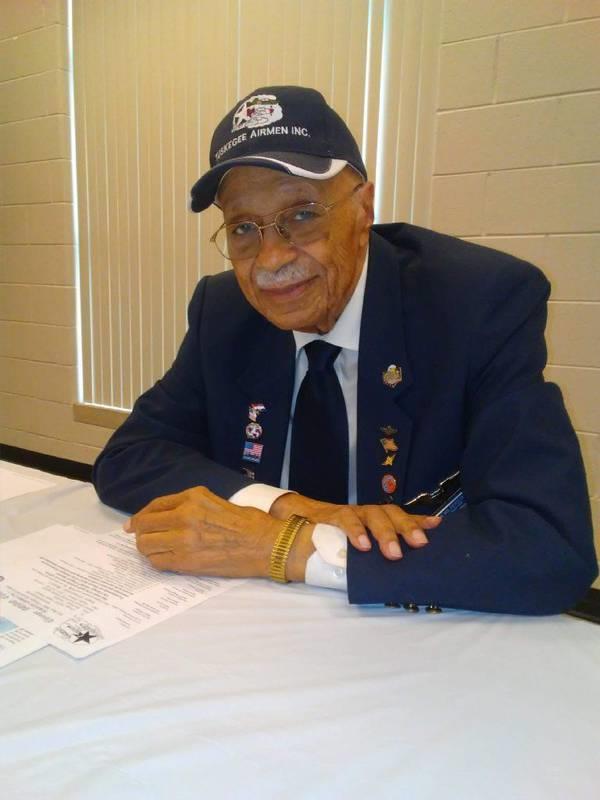 Tuskegee Airman Oscar Lawton Wilkerson spoke at Southland College Prep Charter High School on Feb. 27, 2017. 