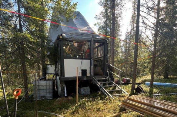 Drilling at Latitude 66’s K9 prospect within the KSB project in northern Finland.