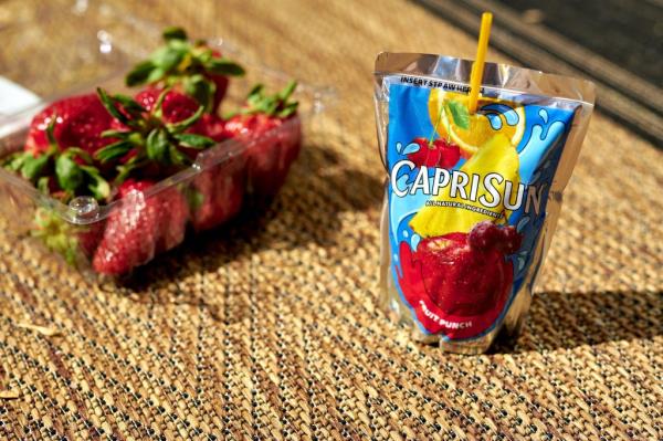 Capri Sun Fruit Punch juice concentrate pouch arranged in Germantown, New York, photographed by Gabby Jones, symbolizing Plezi Nutrition's first product controversy