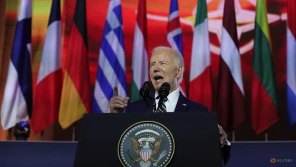 Ukraine will stop Putin, Biden tells NATO in forceful speech