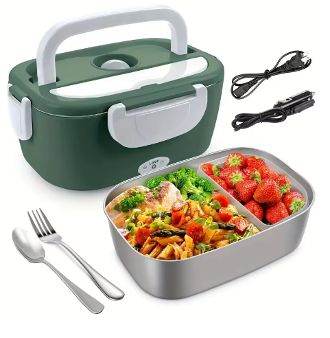 Multifunctional Dual-Purpose Two-in-One Stainless Steel Plug-in Waterless Heating Electric Lunch Box