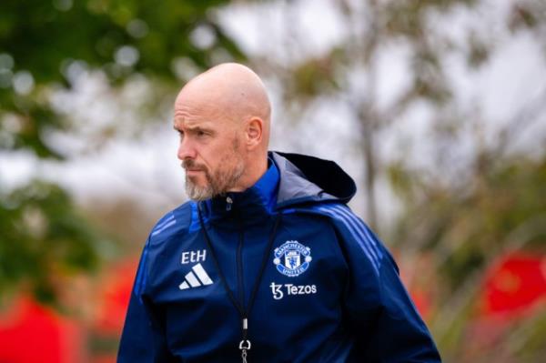 Manager Erik ten Hag of Manchester United in action during the UEFA Europa League 2024/25 League Phase MD1 training session