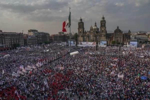 Mexico City's Zócalo Square during Claudia Sheinbaum's campaign kick-off event.