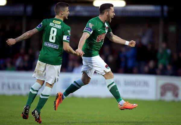 FAMILIAR SURROUNDINGS; Cork City goalscorer Billy Dennehy celebrates alongside Gavan Holohan in 2015. Pic: Morgan Treacy, Inpho FAMILIAR SURROUNDINGS; Cork City goalscorer Billy Dennehy celebrates alongside Gavan Holohan in 2015. Pic: Morgan Treacy, Inpho