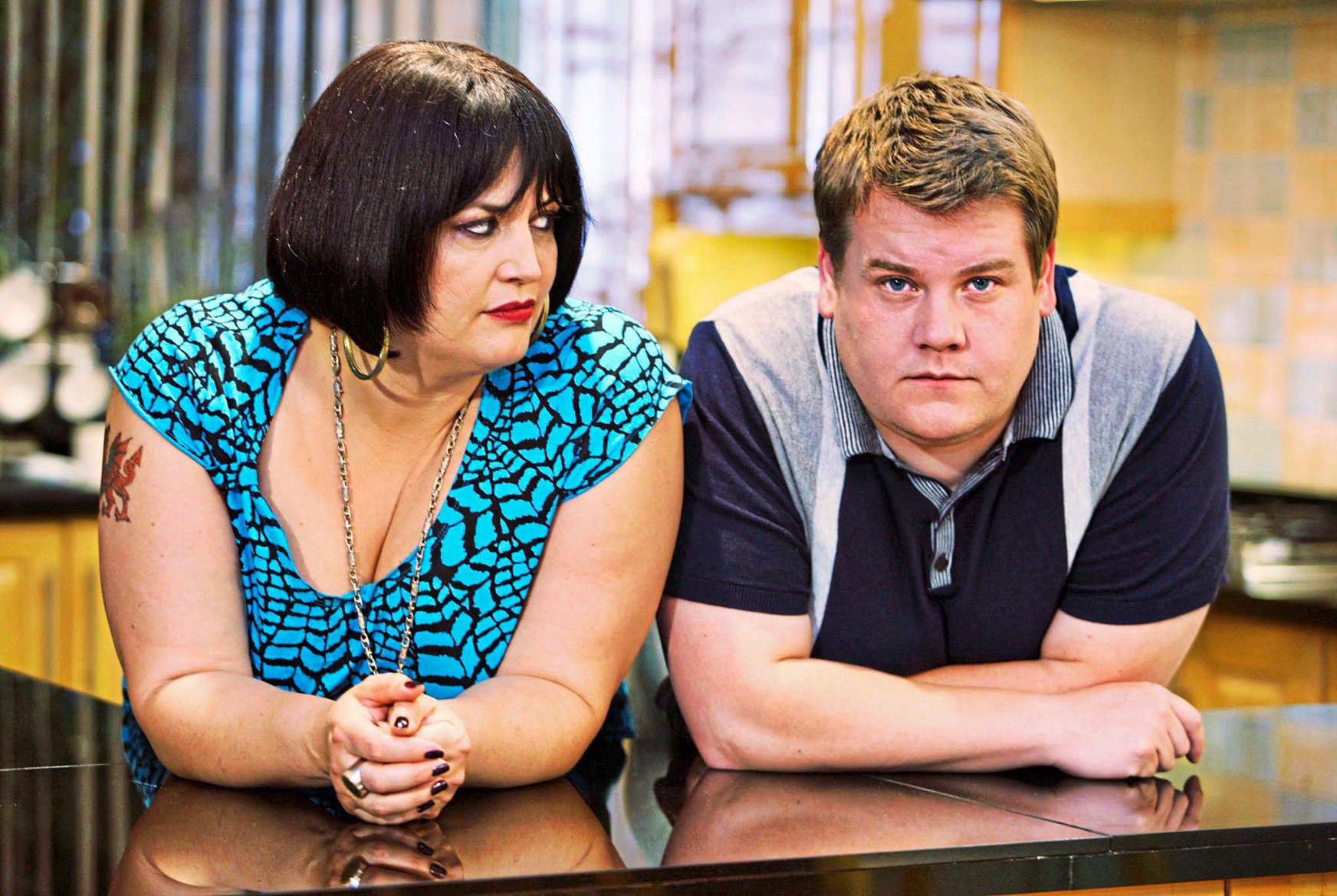 Ruth Jones and James Corden as Smith and Ness in Gavin and Stacey