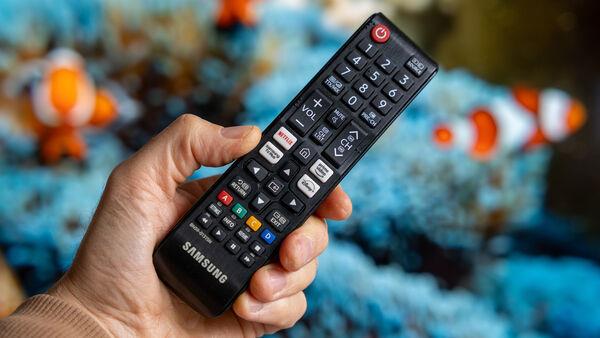The S90C comes with two remotes, including a standard Samsung remote. Picture: Noel Campion.