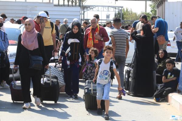 A photo of Palestinian refugees fleeing Gaza.