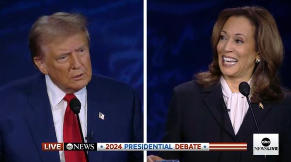 Harris busted out her trademark laugh later when Trump accused her of being “a Marxist.”