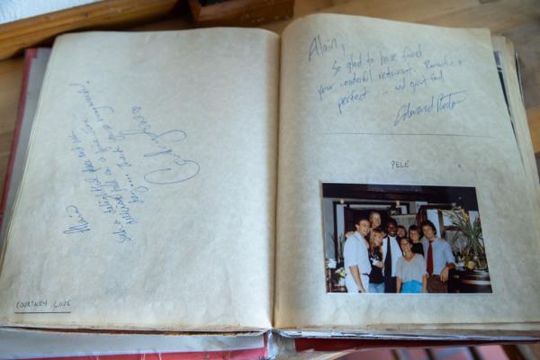 Courtney Love, Edward Norton and Pele's entry in the guest book.
