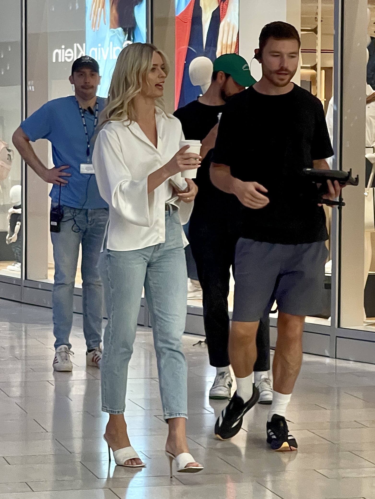 Nadiya Bychkova filming for Strictly Come Dancing while in a shopping centre