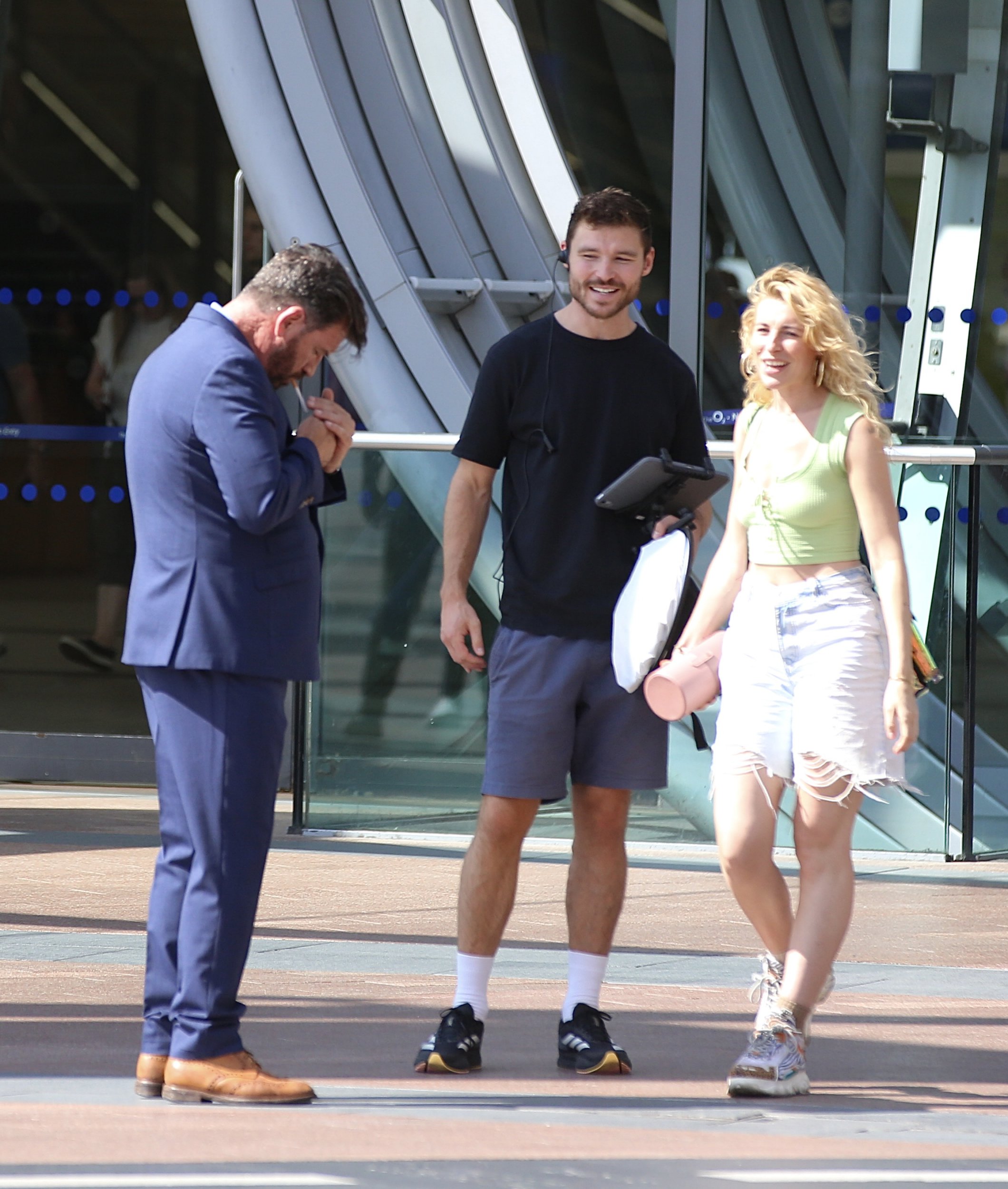 Nick Knowles having a cigarette while chatting to production