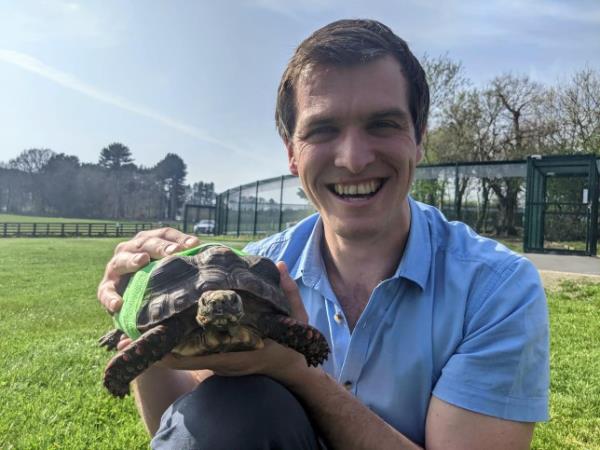 Yorkshire Vet star Matt Jackson-Smith with tortoise Doris