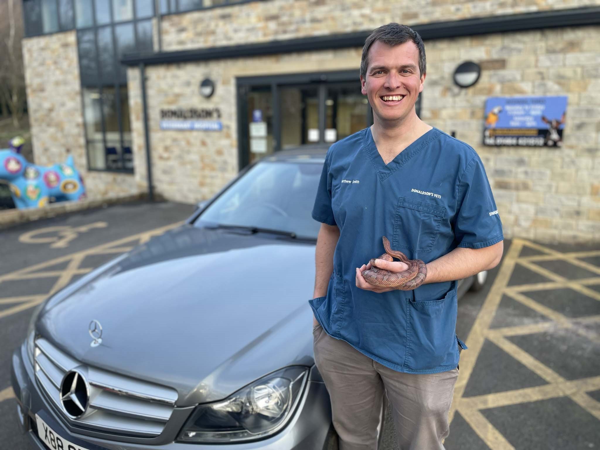 Yorkshire Vet star Matt Jackson-Smith and his pet snake Storm