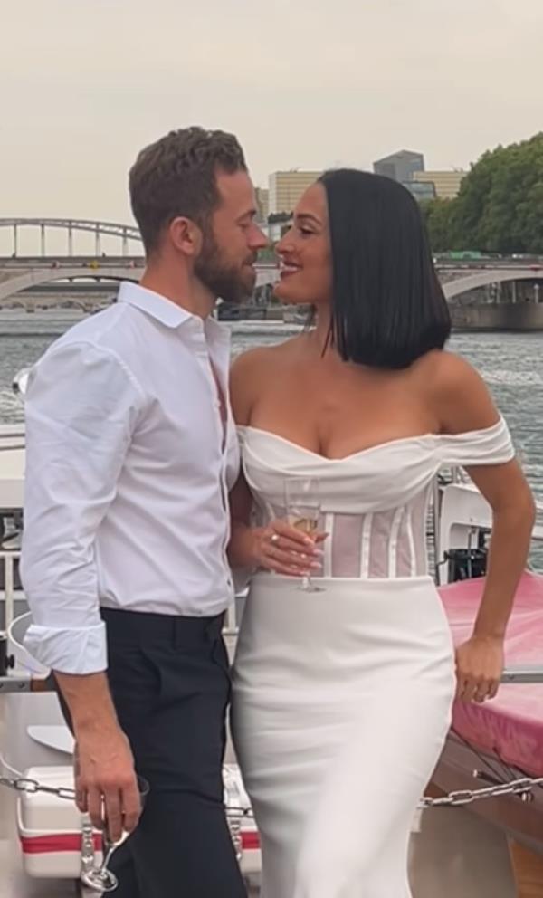Nikki Bella and husband Artem Chigvintsev in an Instagam video she posted.