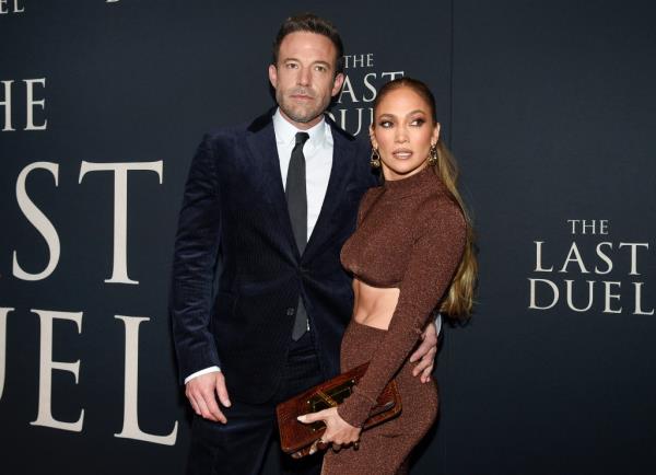 Ben Affleck and Jennifer Lopez attend the premiere of "The Last Duel" on Oct. 9, 2021.