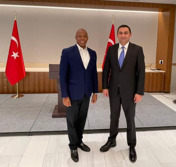 Mayor Eric Adams gets the grand tour of Turkish House from Consul General Reyhan Ozgur as seen in photos posted by the Consulate on Nov. 18, 2021.