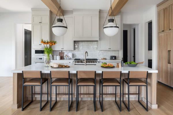 Modern kitchen with shaker cabinets.