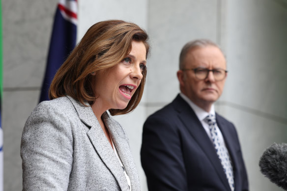 Minister for Aged Care Anika Wells and Prime Minister Anthony Albanese announce the changes at Parliament House.