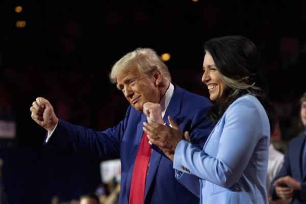 Republican presidential nominee, former U.S. President Donald Trump holds a town hall campaign event with former U.S. Rep. Tulsi Gabbard (I-HI) on August 29, 2024 in La Crosse, Wisconsin.