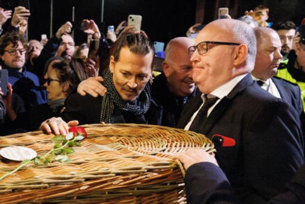 Johnny Depp says farewell to his friend Shane MacGowan at St Mary's Church, Nenagh. Picture: Eamon Ward Johnny Depp says farewell to his friend Shane MacGowan at St Mary's Church, Nenagh. Picture: Eamon Ward