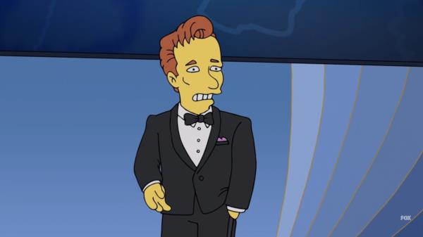 An animated Conan O'Brien during "The Simpsons" Season 36 premiere
