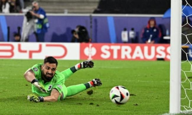 Giorgi Mamardashvili in action for Georgia at Euro 2024. The goalkeeper was Liverpool’s first signing of the summer, albeit he will remain at Valencia for another season