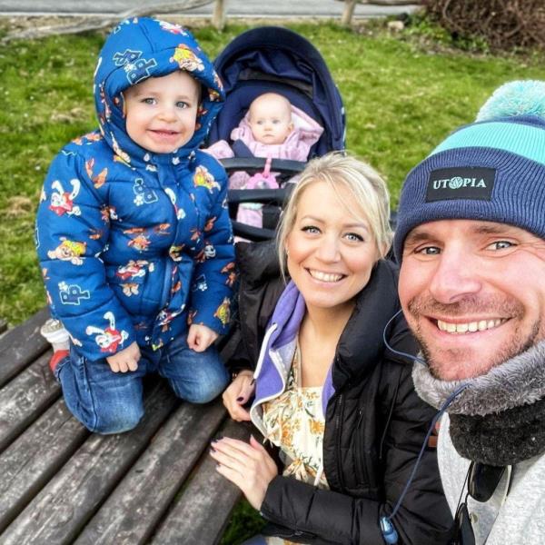 Hunt, 36, with partner Melissa, and kids Josh (4) and Rose (2).